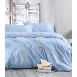 Σετ Σεντόνια Μονά 160x260 (Flat) Moonlight Μπλε (201-310-00-2318) Rythmos
