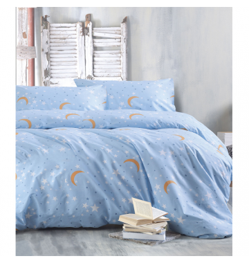 Σετ Σεντόνια Μονά 160x260 (Flat) Moonlight Μπλε (201-310-00-2318) Rythmos