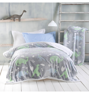 Κουβερτοπάπλωμα Παιδικό 160x220 Flannel Fleece Luminus Dinoland Rythmos